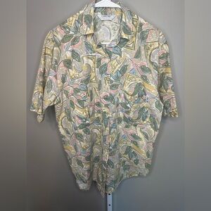 90s Cherokee Green and Pink Casual Button Down Shirt